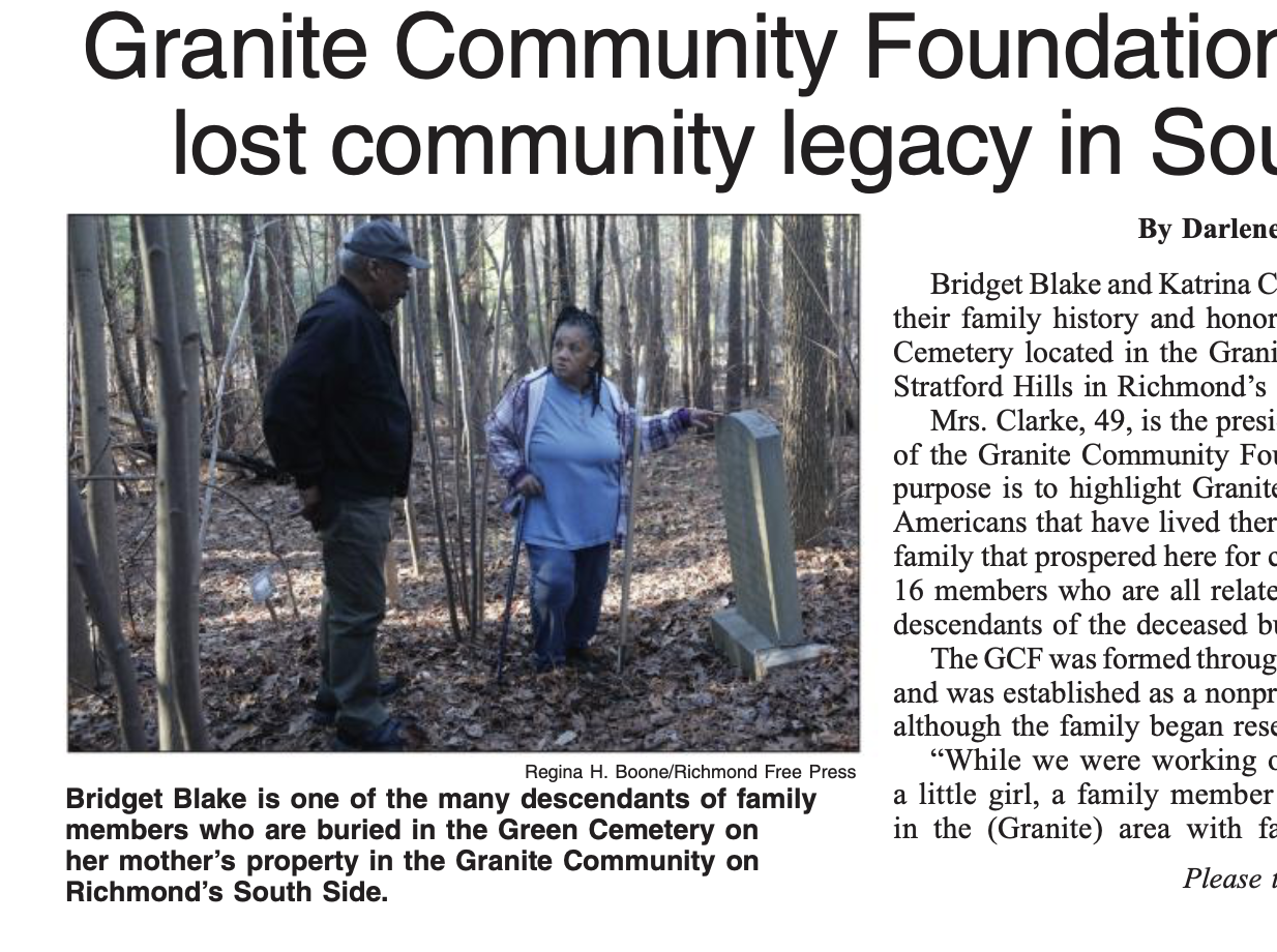 Granite Community Foundation works to preserve Green Cemetery / South ...